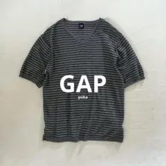 2001年製 OLD GAP Vネック ボーダー コットンニット Lサイズのサムネイル