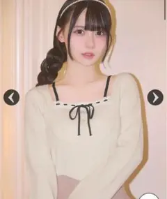 ミシェルマカロン リボンリブニットトップス ホワイト XS