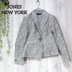 【美品】ジョーンズニューヨーク ツイード調 ラメ入りジャケット 6P