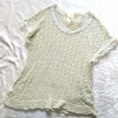 【美品】アクシーズファム　レース編みチュニック 　フリル　リボン　サマーニット