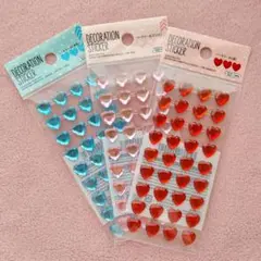 ダイソー デコレーションシール ハートシール 水色 ピンク 赤 3色セット