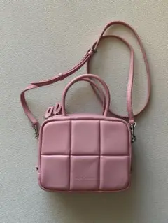 極美品 ADD CULUMN PUFF - BOSTON W 2WAY ピンク ADD CULUMN(アドカラム) / PUFF BOSTON/ハンドバッグ/レザー/PNK