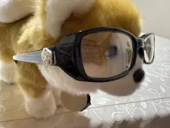 クレイサス　可愛いカメリアマーク　黒メガネ　長方形　ダテメガネ
