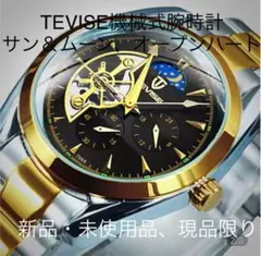 TEVISEブランド機械式腕時計「自動、手巻き付き」裏スケ　サン&ムーン