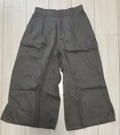 綿麻　グレー ワイドパンツ　無印良品