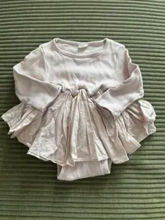 フリル付きリブ編みロンパース MONBEBE