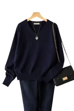 新品☆洗練きれいめブラウス 紺 38 M