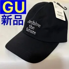 【タグ付き・新品未使用】GU UVカットツイルロゴキャップ blackのサムネイル