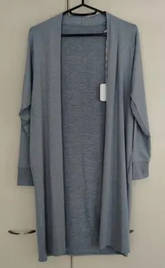 【新品】長袖カーディガン　涼感　UVカット　吸汗速乾加工　杢ブルー　Lサイズ