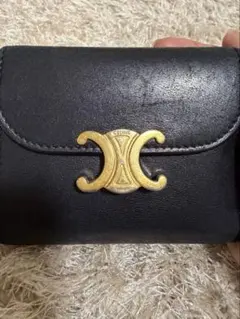 CELINE トリオンフ金具 三つ折り財布 ブラック - メルカリ