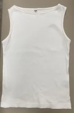 UNIQLOユニクロ　リブボートネックノースリーブタンクトップ　ホワイト
