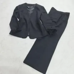 極美品　フロリア　ノーカラージャケット　ワイドパンツ　スーツ　セットアップ　黒