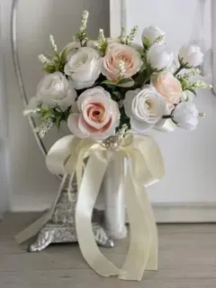 ウエディングブーケ（ホワイト・ピンク）　アーティフィシャルフラワー