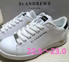 再再値下新品　セントアンドリュース　シューズ22.5〜23.0　白×黒レディース 再再再値下新品セントアンドリュース シューズSS22.5〜23.0定価37400