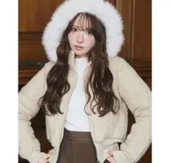 ジャケット・アウター MISTREASS Cable Knit Padded Jacket beige MISTREASS Cable Knit Padded Jacket White - メルカリ