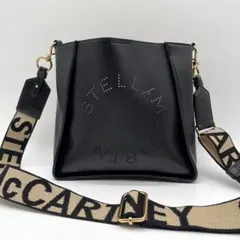 【極美品✨】ステラマッカートニー ショルダーバッグ サークルロゴ エコレザー 黒