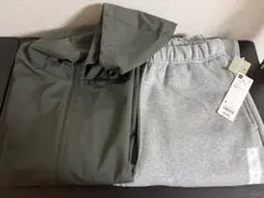 GUウィンドプルーフシェルパーカ&ヘビーウェイトスウェットワイドストレートパンツ