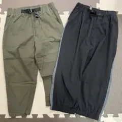 しまむら　キッズ　クロップドパンツ　２個セット　カーキ　ブラック　140サイズ
