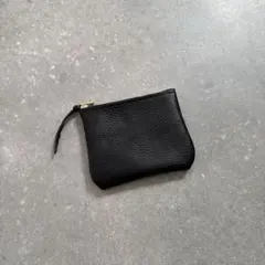 ブラック　牛レザーシボ有り　マルチポーチ　ハンドメイド