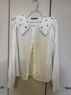 ZARA レース付きホワイトシャツ 長袖