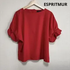 【美品】ESPRITMUR 赤 バルーンスリーブ 半袖トップス M 9号のサムネイル