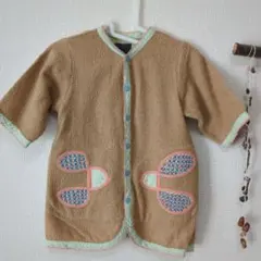 ミナペルホネン 刺繍 半袖カーディガン ベージュ