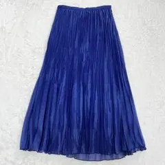◆ナチュラルビューティーベーシック　プリーツ　ロングスカート　きれいめ　青　S