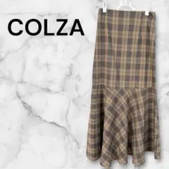 【COLZA 】フレアロングスカート　ブラウン　チェック柄　キュート