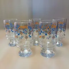 森永 Twist 花柄グラス 5個セット 昭和レトロ