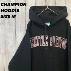CHAMPION チャンピオン　カレッジプリントスウェットパーカーM黒 US古着