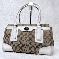 COACH Signature Turnlock Tote Bag White