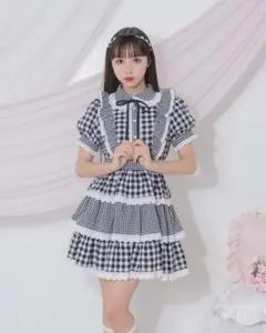 ハニーシナモン ギンガム3段フリルワンピース Honey Cinnamon