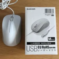 미사용 상태좋음 ELECOM 有線レーザーマウス M-S2ULWH/RS 箱付