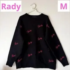 【美品】Rady 人気ロゴニット　ピンク×ブラック　Mサイズ