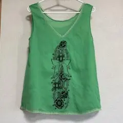 ノースリーブ Aライン レディース M レトロ 刺繍 透け感 可愛い