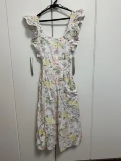 【美品】Valentino Garavani　花柄　フリルエプロン　ブルー