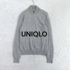 ユニクロ◇UNIQLO カシミア100%ハーフジップニットプルオーバー グレー♪