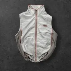 超希少　90s asics 韓国製　ドローコード　短丈　ベスト　モカ　ベージュ