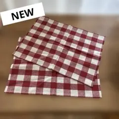赤と白のチェック柄ランチョンマット2枚セット 新品　レッドホワイトチェック柄