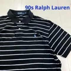 希少 Ralph Lauren ラルフローレン ボーダーポロシャツ M 黒×白