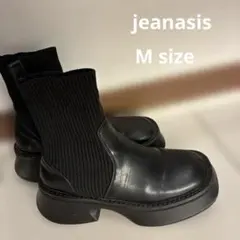 ジーナシス　ブーツ　ニットサイドゴアブーツ　ニットゴアスクエアトゥブーツ　M