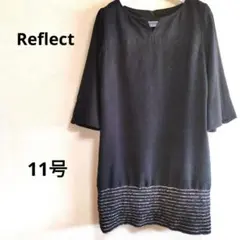 Reflect リフレクト七分袖ワンピース ボーダー裾 膝丈 黒 11