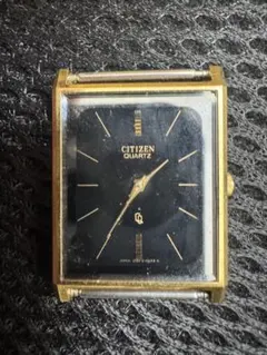 CITIZEN QUARTZ スクエア ゴールド ブラック 腕時計 不動 - メルカリ