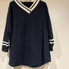 ネイビー Vネック 長袖 授乳服