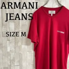 古着ARMANI JEANS Tシャツ ロゴプリント サイズM レッド