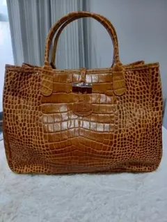 値下げ 美品　LONGCHAMPロゾ　トートバッグ　パイソン