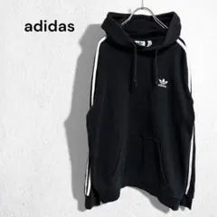 アディダス パーカー フーディー プルオーバー トップス 刺繍ロゴ 綿混 L