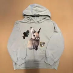 H&M ウサギプリントパーカー　ミントグリーン色！120サイズ