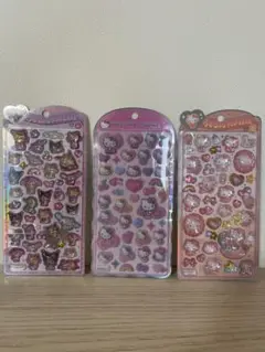 【正規品】うるちゅる&コットンパフィーシール３点セット　日焼けサンリオ　キティ