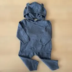 最終値下げ！即購入OK！H&M80cmクマ耳付きブルーセットアップ